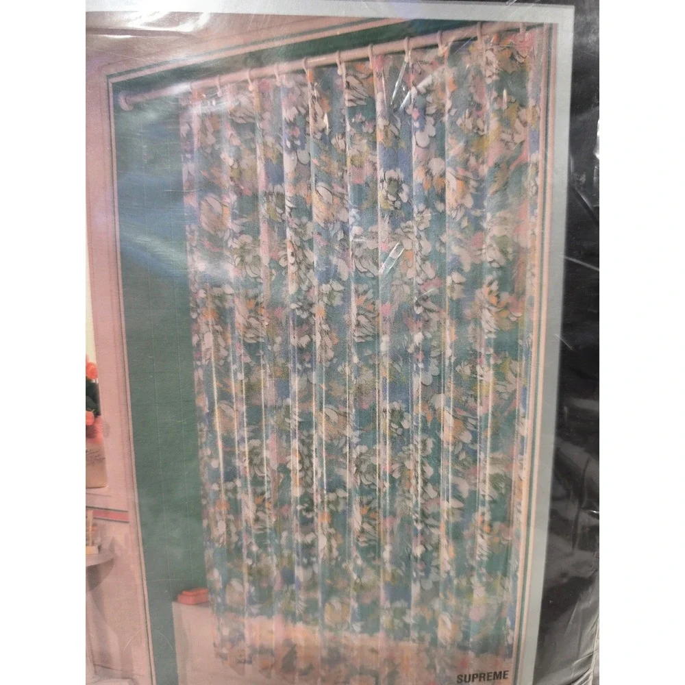 Ex-Cell Home Fashions Vinyl Shower Curtain Supreme Pastel Floral 70x72 Vintage